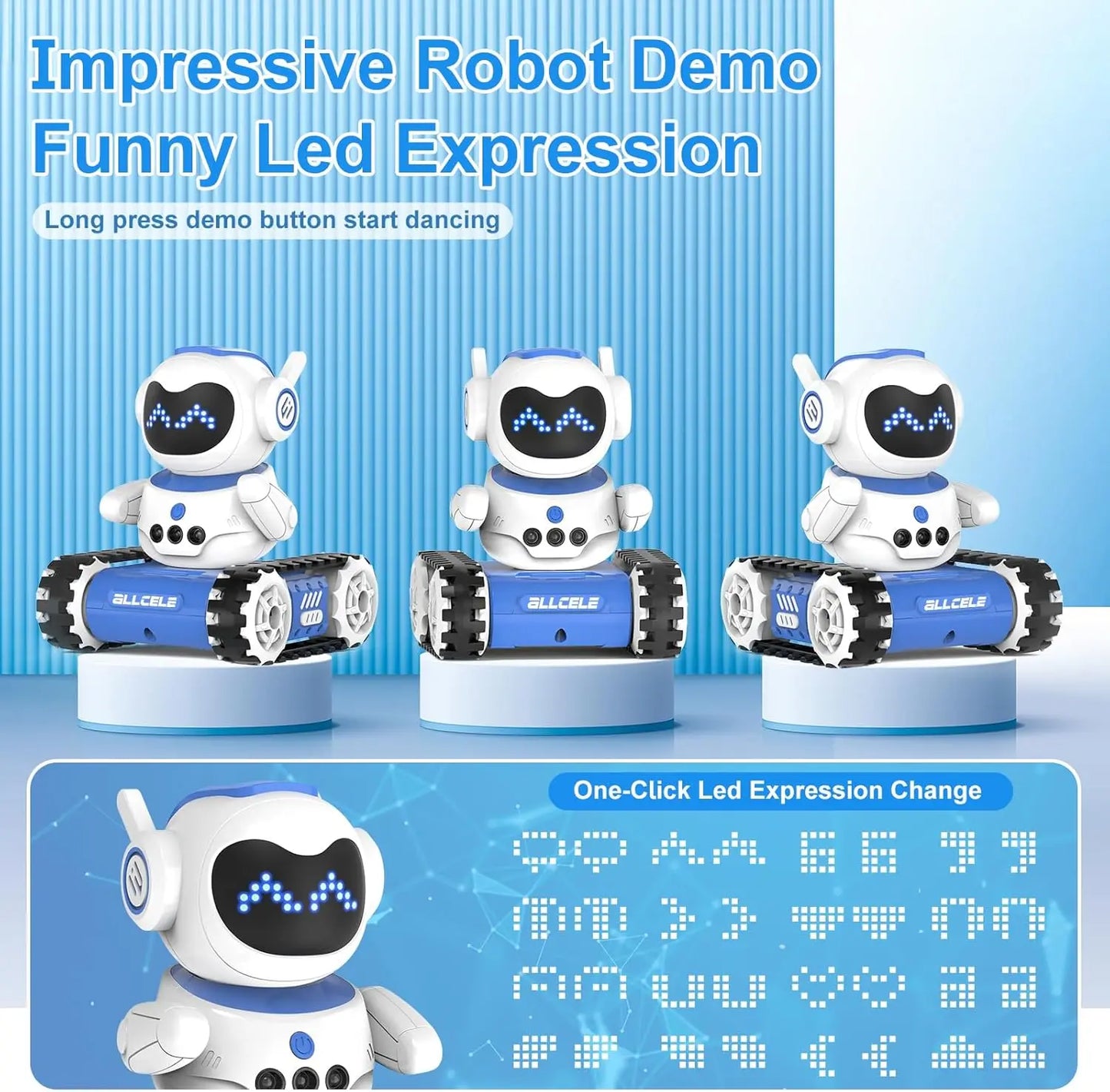 ALLCELE Robot Toy - LED RC Robot with Walkie Talkie, Music, Demo, and LED Function - Perfect Gift for Boys & Girls