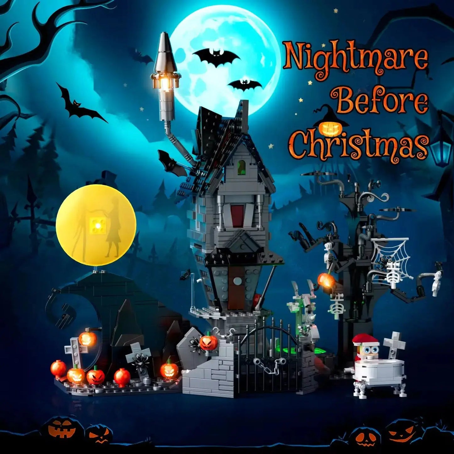 957PCS Nightmare Before Christmas House Model Kit – Halloween Building Blocks for Kids & Adults