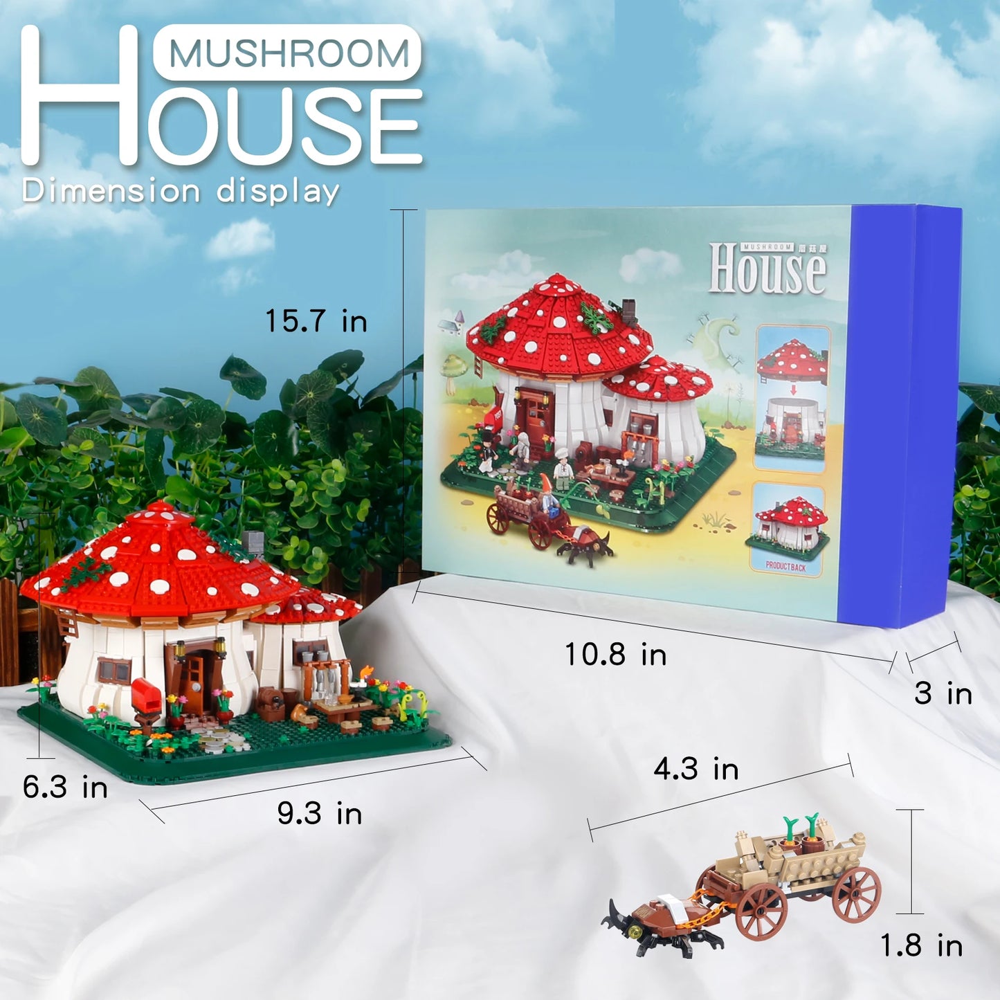 2233PCS Creative Mushroom House Building Blocks - Fairy Tale World Assemble Bricks Toys Gift for Kids