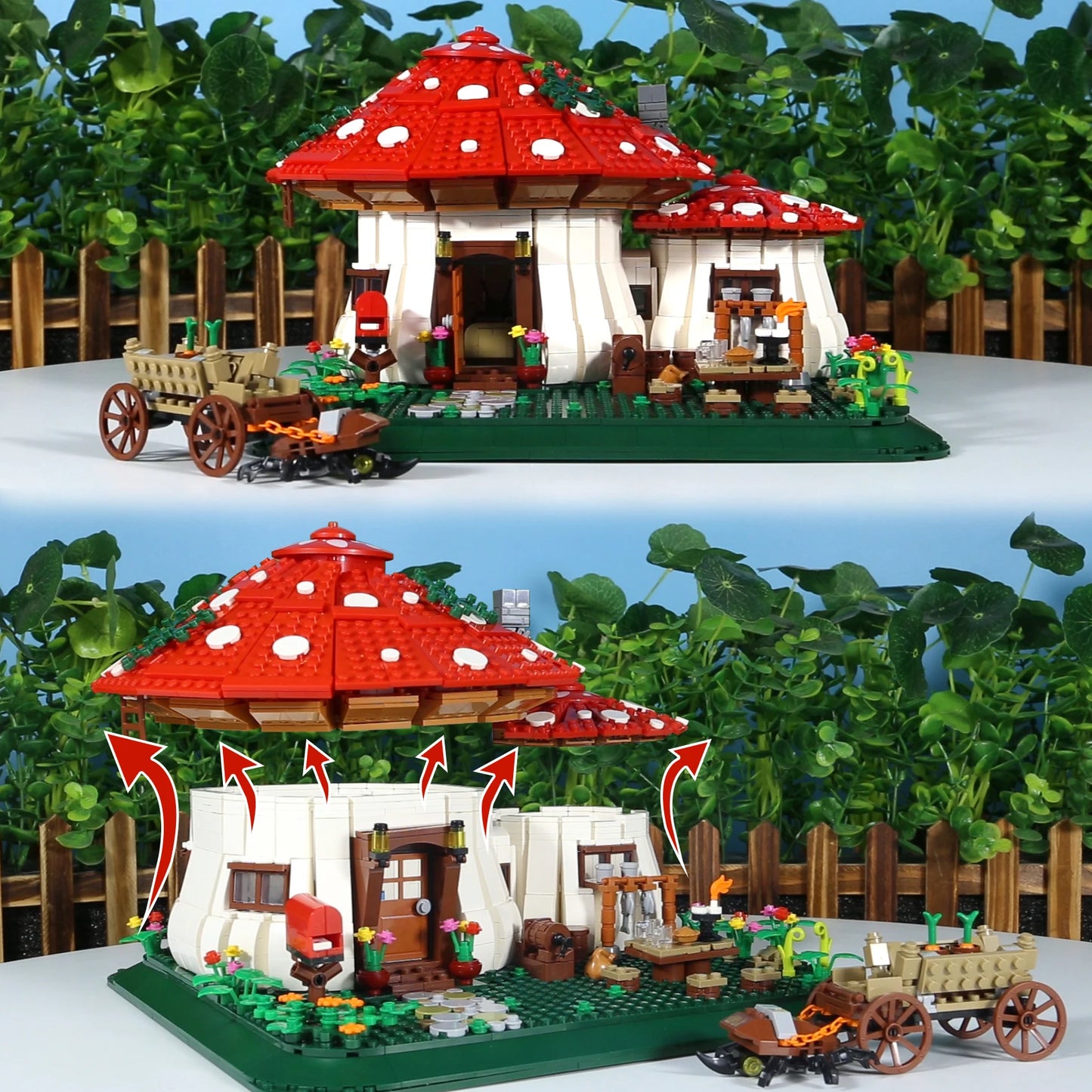 2233PCS Creative Mushroom House Building Blocks - Fairy Tale World Assemble Bricks Toys Gift for Kids