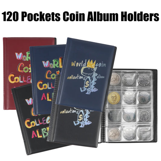 Premium Coin Collection Album - 120 Slots, Durable PVC Leather