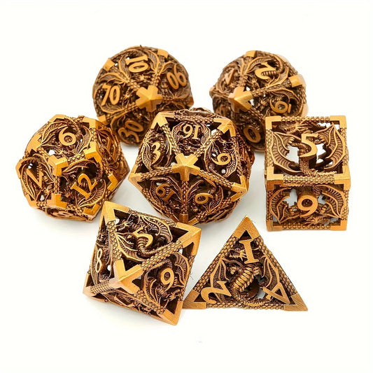 7-Piece Metal Dice Set for D&D – Multi-Sided Dice for RPGs and Christmas Gifts