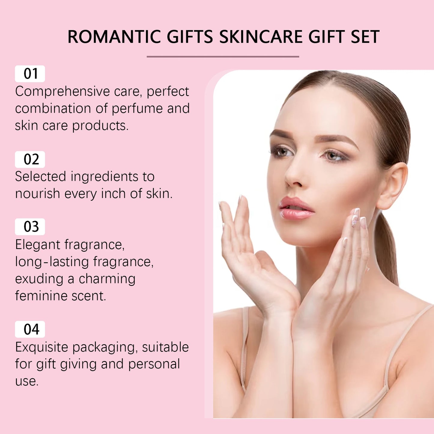 Pink Romantic Joyful Skincare Gift Box - Moisturize, Brighten, & Firm Skin with Fragrance