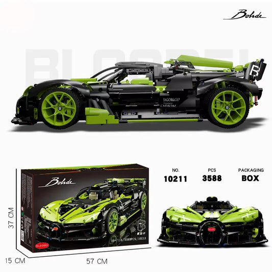 3588PCS Super Sport Bolide Car Model 1:8 Building Blocks - Racing Car Assembly Toy for Kids & Adults