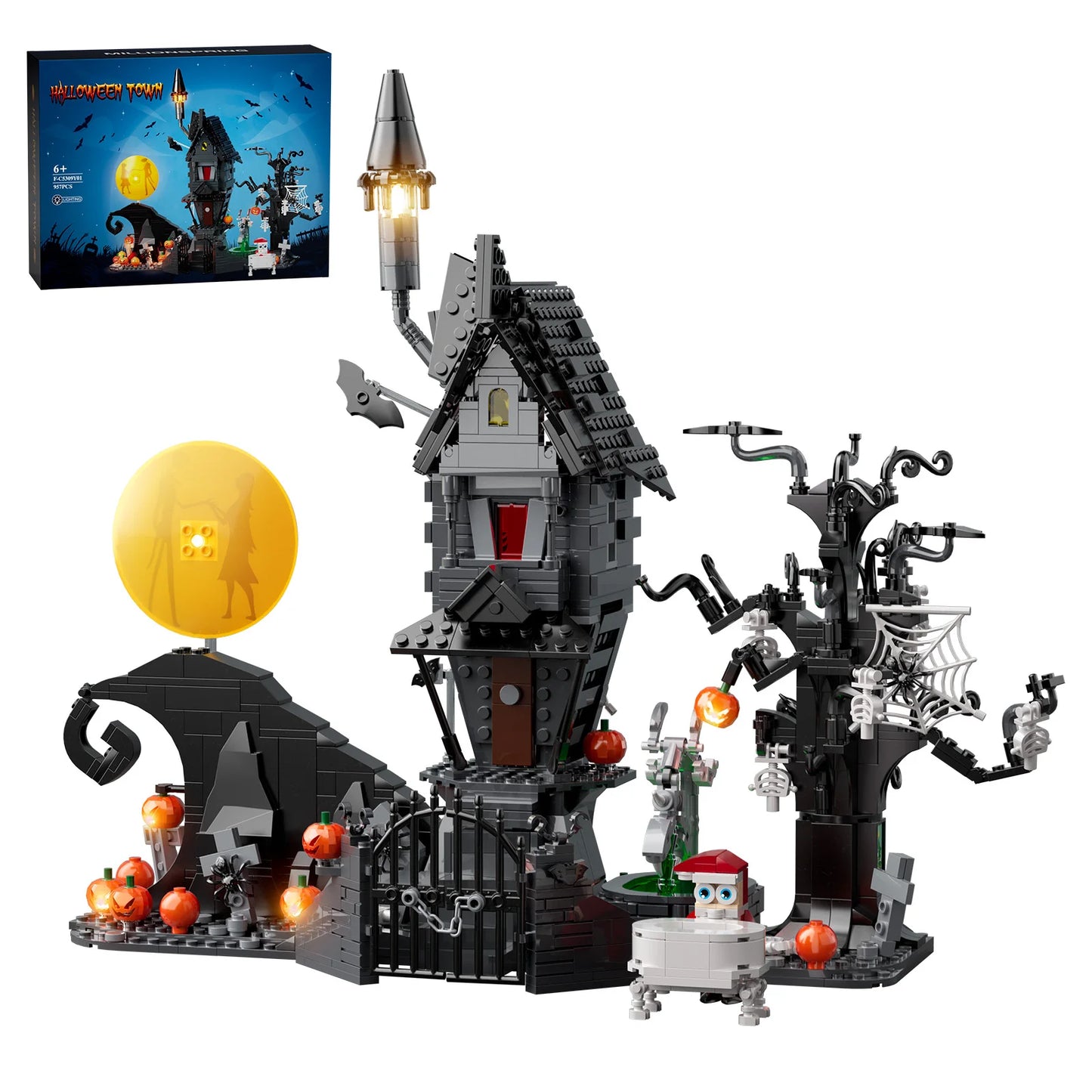 957PCS Nightmare Before Christmas House Model Kit – Halloween Building Blocks for Kids & Adults