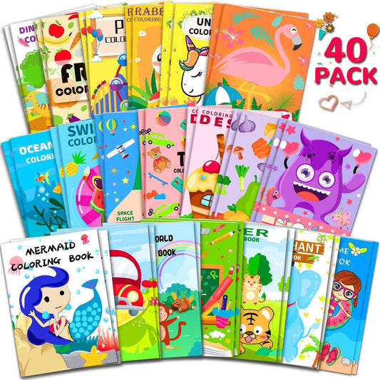 40-Pack Kids Coloring Books – Fun Themes with 240 Unique Patterns