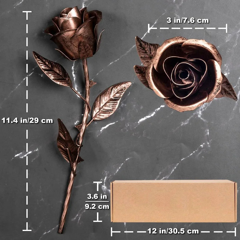 Iron Rose Gifts for Anniversary – Bronze Metal Rose for Her