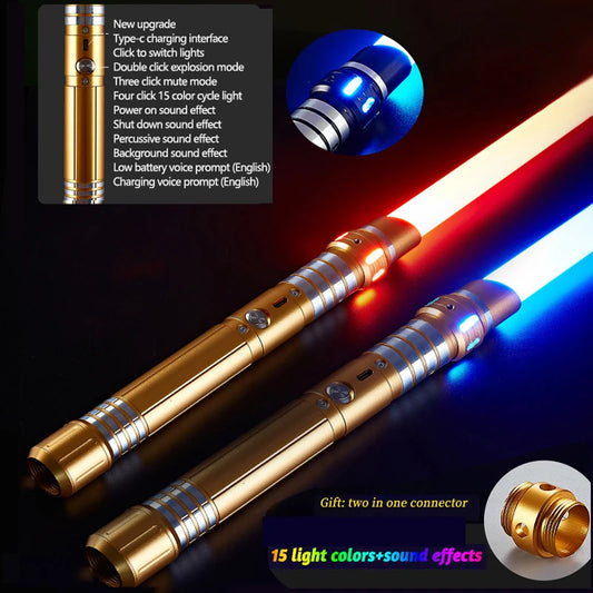 RGB Lightsaber with Metal Handle – 14 Colors, Heavy Dueling Laser Sword for Kids & Adults