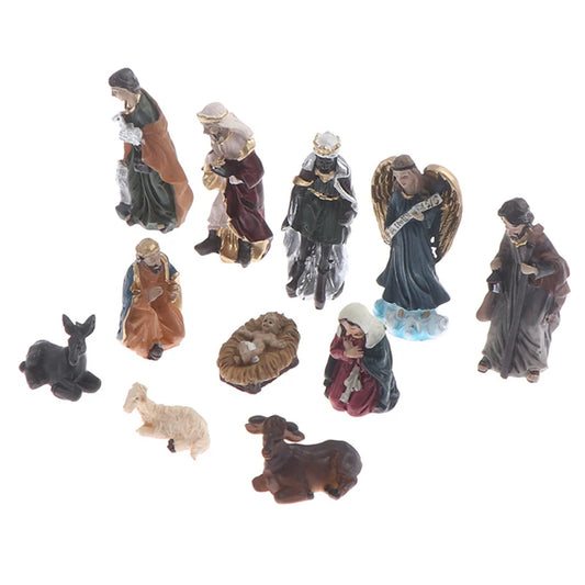 11-Piece Nativity Scene Ornament Set – Baby Jesus Christmas Crib Figurines