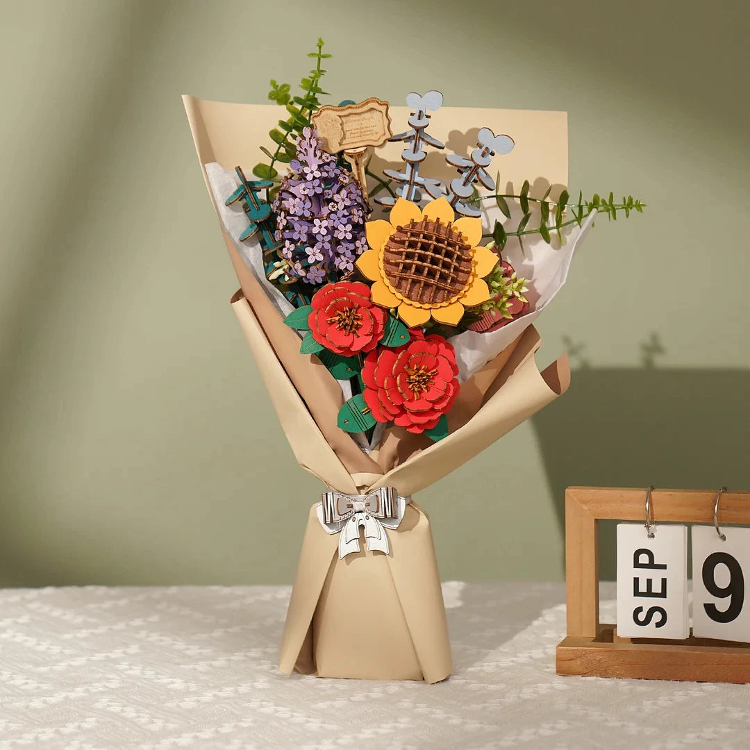 Robotime Rowood Wooden Flower Bouquet – DIY 3D Puzzle Handcrafted Gift