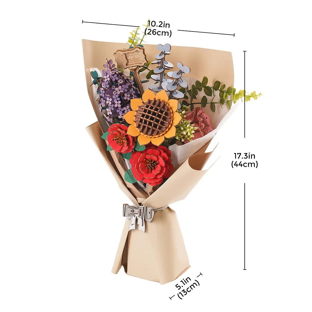 Robotime Rowood Wooden Flower Bouquet – DIY 3D Puzzle Handcrafted Gift