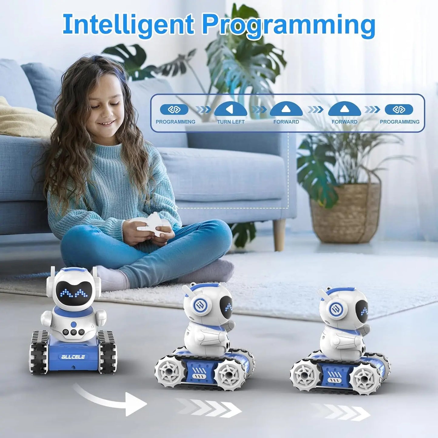 ALLCELE Robot Toy - LED RC Robot with Walkie Talkie, Music, Demo, and LED Function - Perfect Gift for Boys & Girls